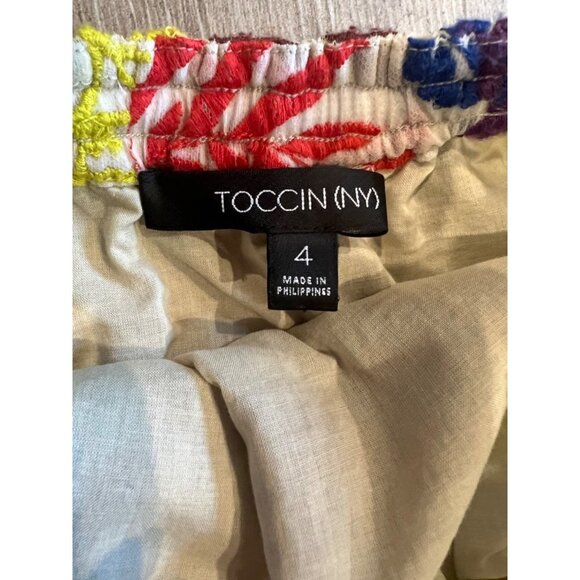 Toccin FLORAL Embroidered Deep V Halter Dress Size 4 - Picture 10 of 12